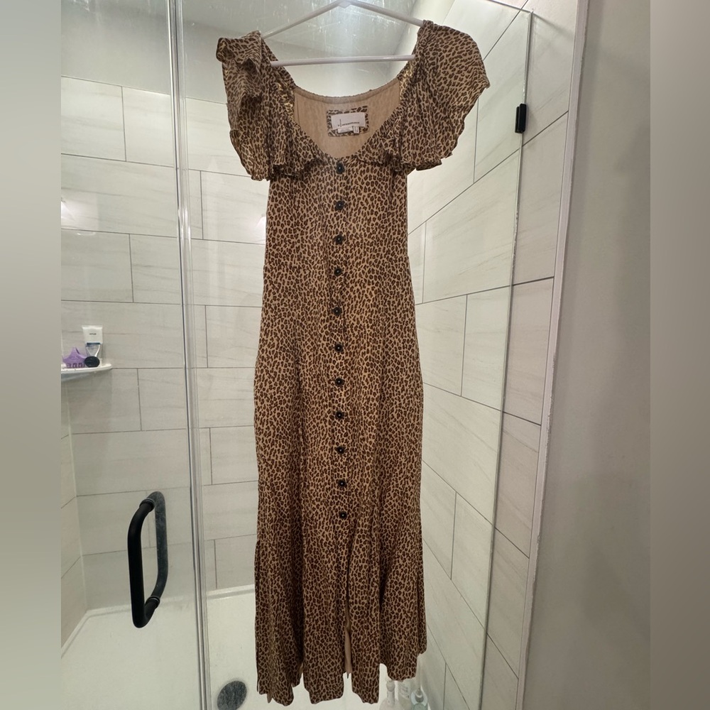 Anthropologie Leopard Print Button-Down Dress